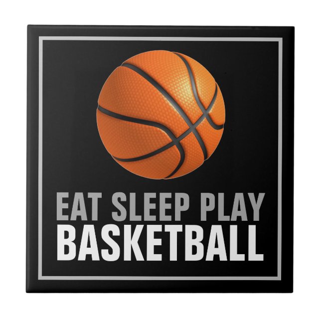 Eat Sleep Play Basketball Artwork Motivational Tile (Front)
