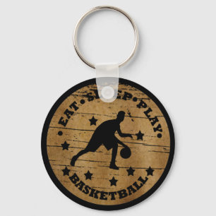Eat sleep play basketball keychain