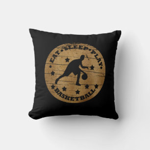 Eat sleep play basketball throw pillow