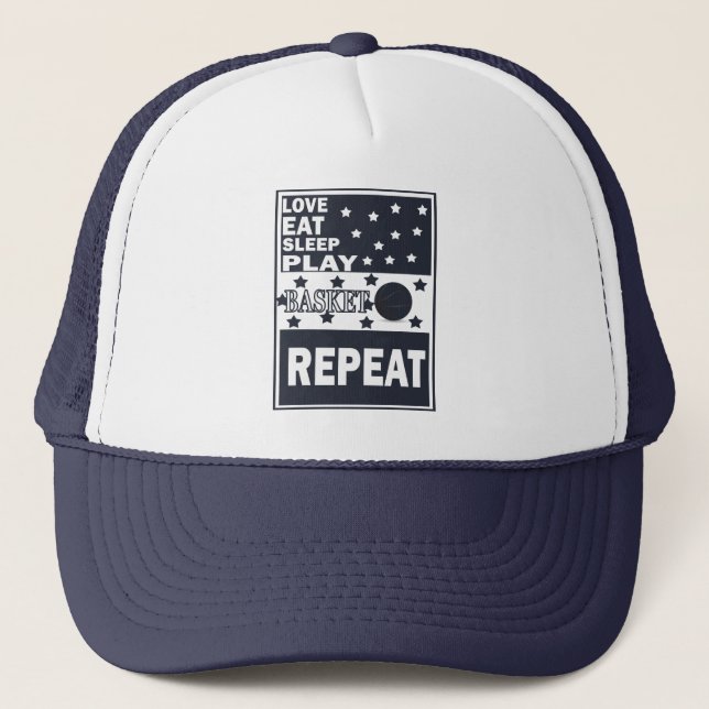 eat sleep play basketball trucker hat (Front)