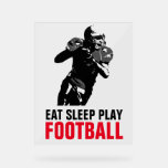 Eat Sleep Play Black & White Football Pop Art Acrylic Sign<br><div class="desc">Popular American Game Artworks - Popular Sports - Pop Art Football Game Helmet Image.</div>