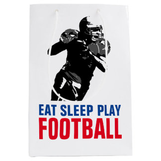 Eat Sleep Play Black & White Football Pop Art Medium Gift Bag