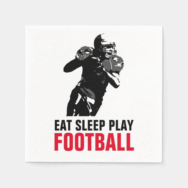 Eat Sleep Play Black & White Football Pop Art Napkin (Front)