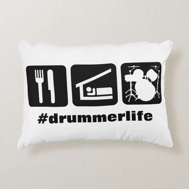 Eat Sleep Play Drums Icons Decorative Pillow (Front)