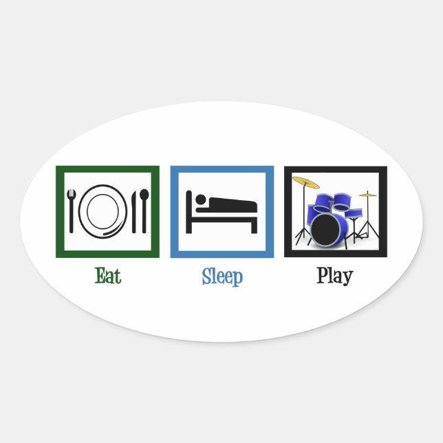 Eat Sleep Play Drums Oval Sticker (Front)
