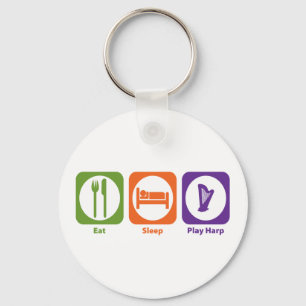 Eat Sleep Play Harp Keychain