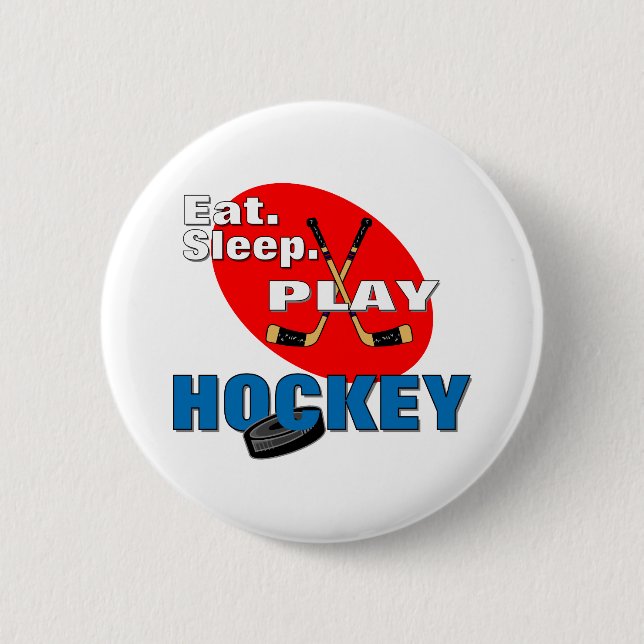 Eat Sleep Play Hockey 2 Inch Round Button (Front)