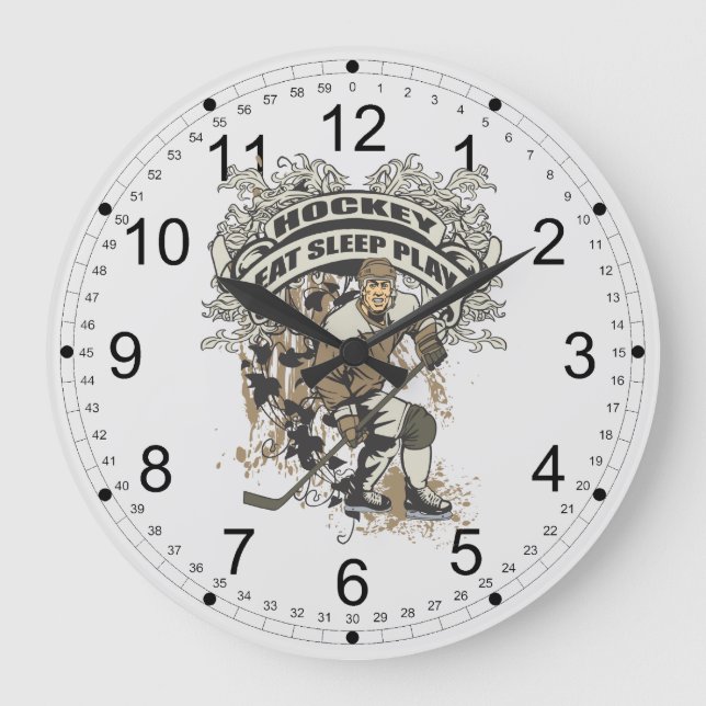 Eat, Sleep, Play Hockey Large Clock (Front)
