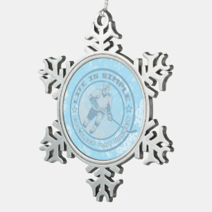 Eat, Sleep, Play Hockey Tree Snowflake Ornament