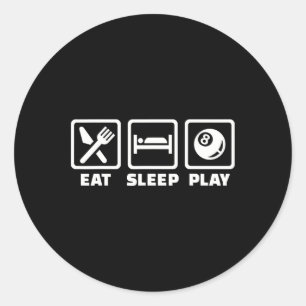 Eat Sleep Play Pool Billiards Classic Round Sticker