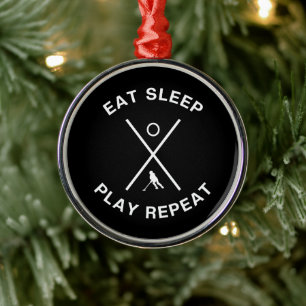 Eat sleep play repeat Ringette Girl Gifts Metal Ornament