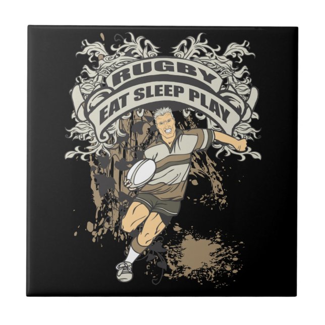 Eat, Sleep Play Rugby Tile (Front)