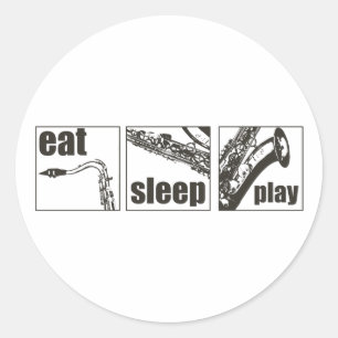 Eat Sleep Play Sax Classic Round Sticker
