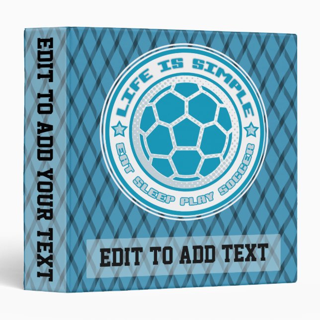 Eat Sleep Play Soccer, Customizable Vinyl Binder (Front/Spine)