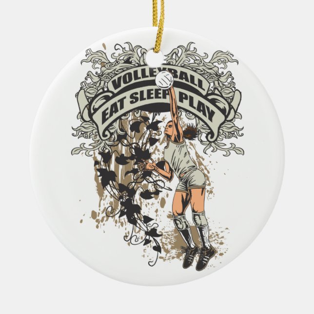 Eat, Sleep, Play Volleyball Ceramic Ornament (Front)