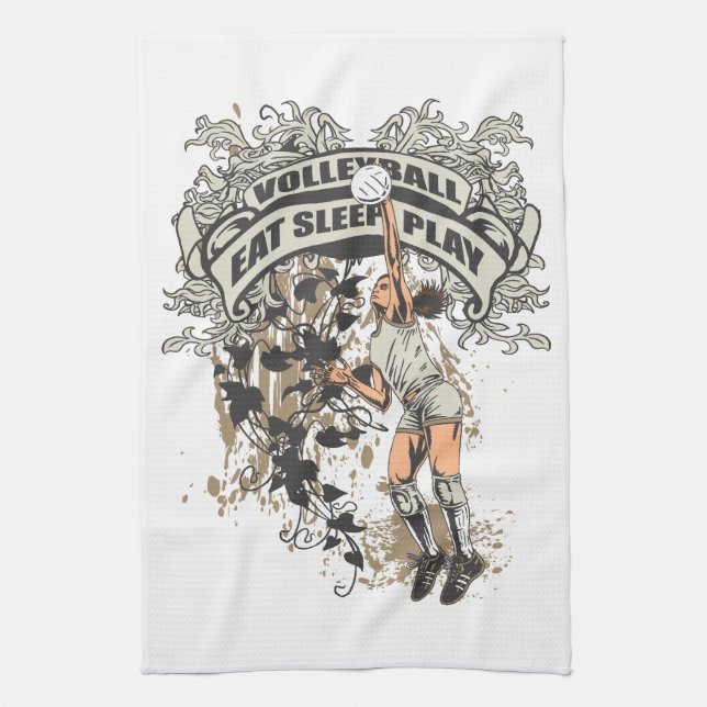 Eat, Sleep, Play Volleyball Kitchen Towel (Vertical)