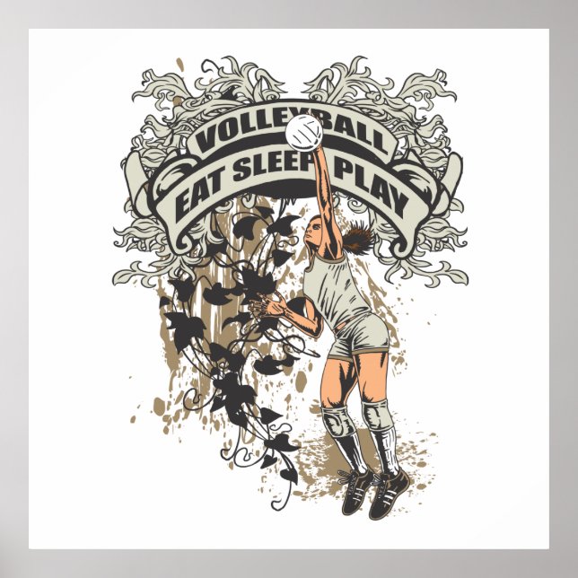 Eat, Sleep, Play Volleyball Poster (Front)