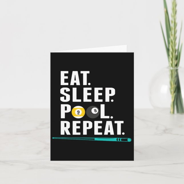 Eat Sleep Pool Repeat Funny Pool Player Billiards  Card (Front)