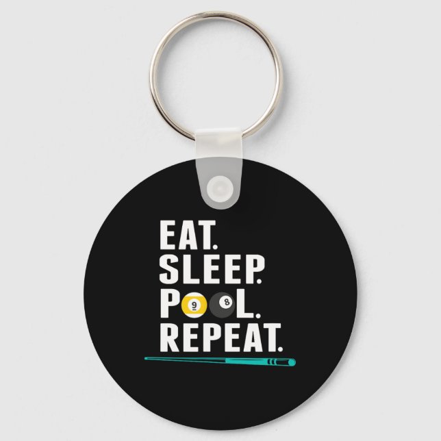Eat Sleep Pool Repeat Funny Pool Player Billiards  Keychain (Front)