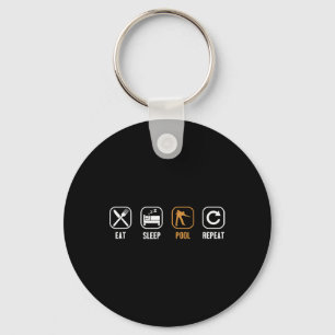 Eat Sleep Pool Repeat Pool Snooker Player Billiard Keychain