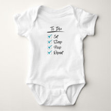 Eat Sleep Poop Repeat Funny List on Baby Bodysuit