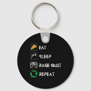 Eat Sleep Rage Quit Repeat – Funny Gamer Lifestyle Keychain