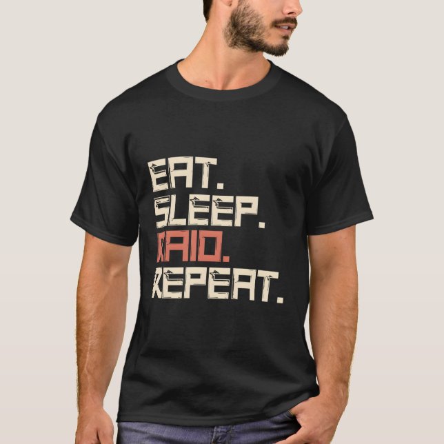 Eat Sleep Raid Repeat Gaming T-Shirt (Front)