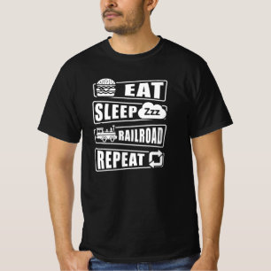 Eat Sleep Railroad Repeat Steam Train T-Shirt