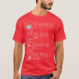 Eat Sleep Ramen Anime Noodles Kawaii Japanese Sket T-Shirt