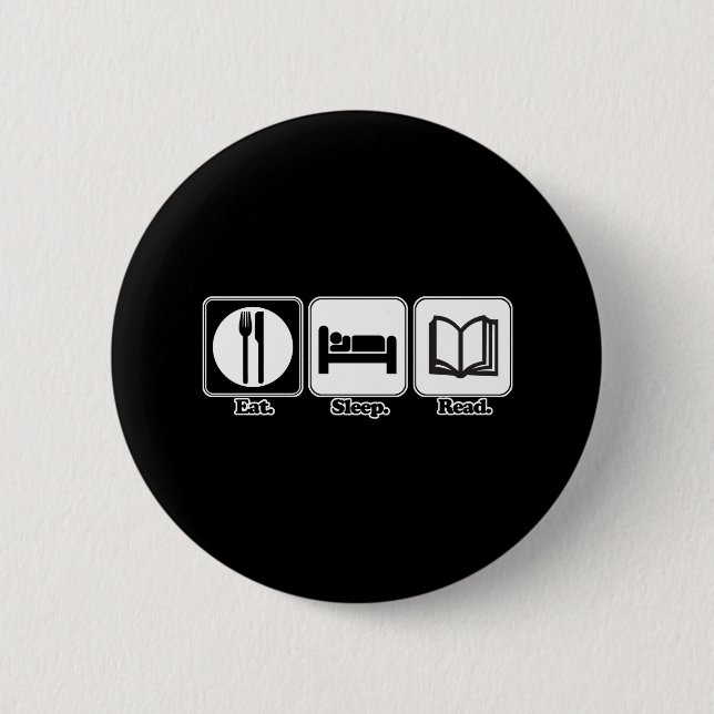 eat sleep read 2 inch round button (Front)