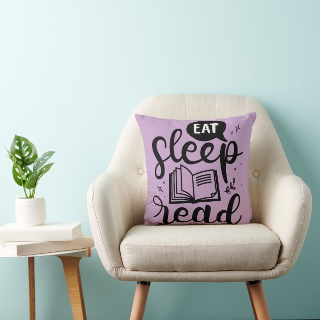 Eat Sleep Read Book Lover Throw Pillow (Chair)