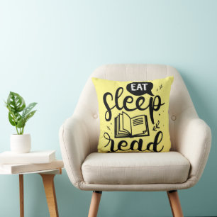 Eat Sleep Read Book Lover Throw Pillow