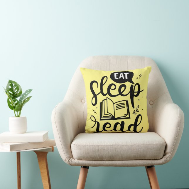 Eat Sleep Read Book Lover Throw Pillow (Chair)
