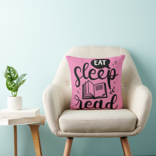 Eat Sleep Read Book Lover Throw Pillow