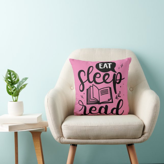 Eat Sleep Read Book Lover Throw Pillow (Chair)