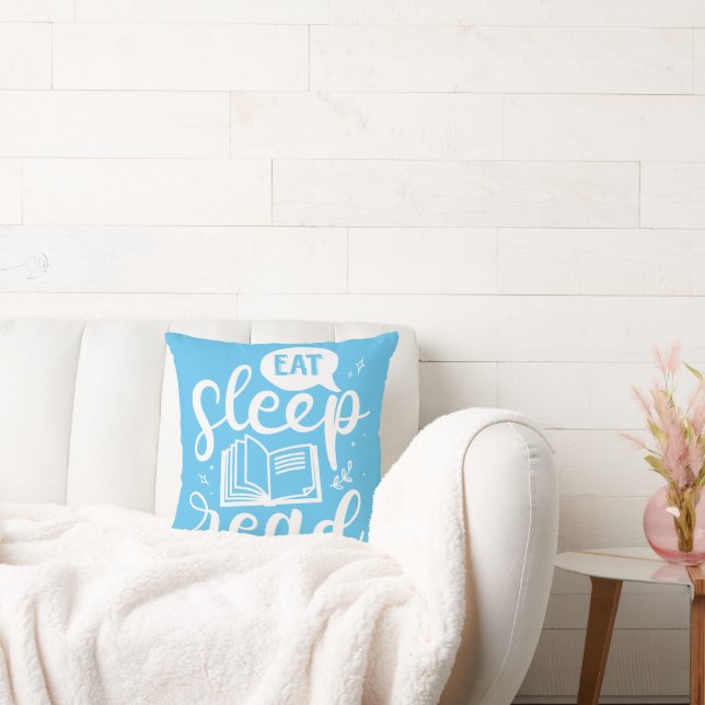 Eat Sleep Read Book Lover Throw Pillow (Couch)