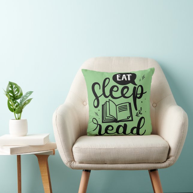 Eat Sleep Read Book Lover Throw Pillow (Chair)