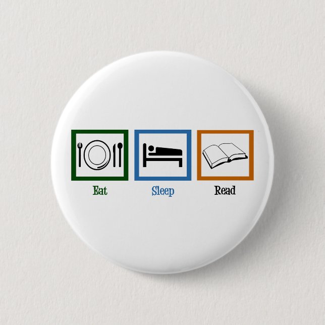 Eat Sleep Read Books Funny Bookworm 2 Inch Round Button (Front)