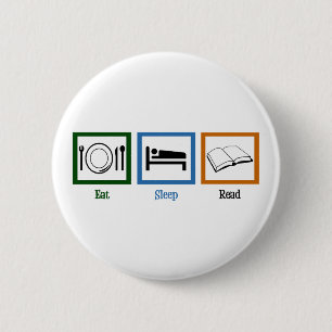 Eat Sleep Read Books Funny Bookworm 2 Inch Round Button