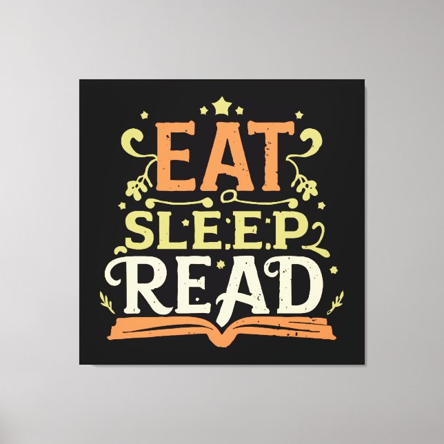 Eat Sleep Read, Funny Reading Canvas Print (Front)