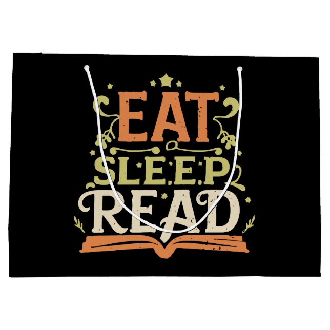 Eat Sleep Read, Funny Reading Large Gift Bag (Back)