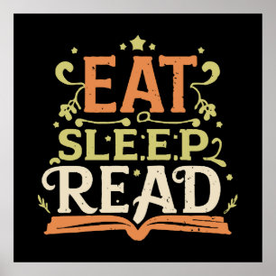 Eat Sleep Read, Funny Reading Poster