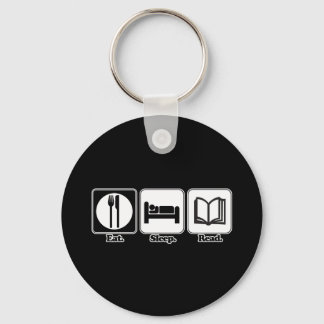 eat sleep read keychain