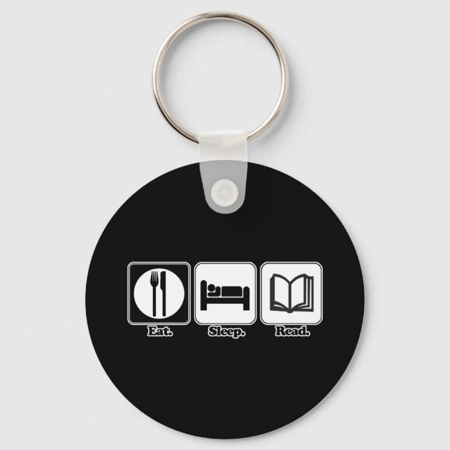eat sleep read keychain (Front)