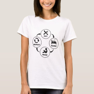 Eat Sleep Read Repeat Book Lover Flow Chart T-Shirt