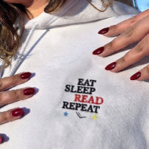 EAT SLEEP READ REPEAT Bookish embroidered Hoodie