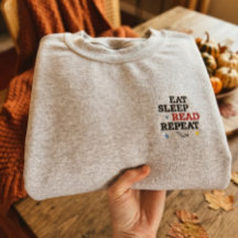 EAT SLEEP READ REPEAT Bookish embroidered Hoodie