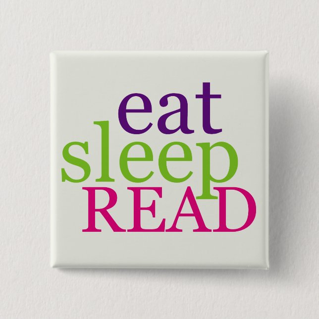 Eat, Sleep, READ - Retro 2 Inch Square Button (Front)