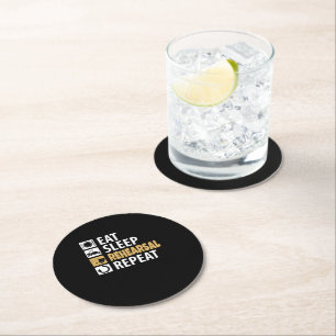 Eat Sleep Rehearsal Repeat Round Paper Coaster