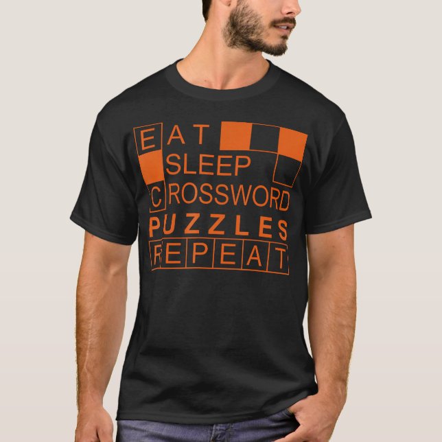 Eat Sleep Repeat Crossword Puzzles Funny Word Puzz T-Shirt (Front)